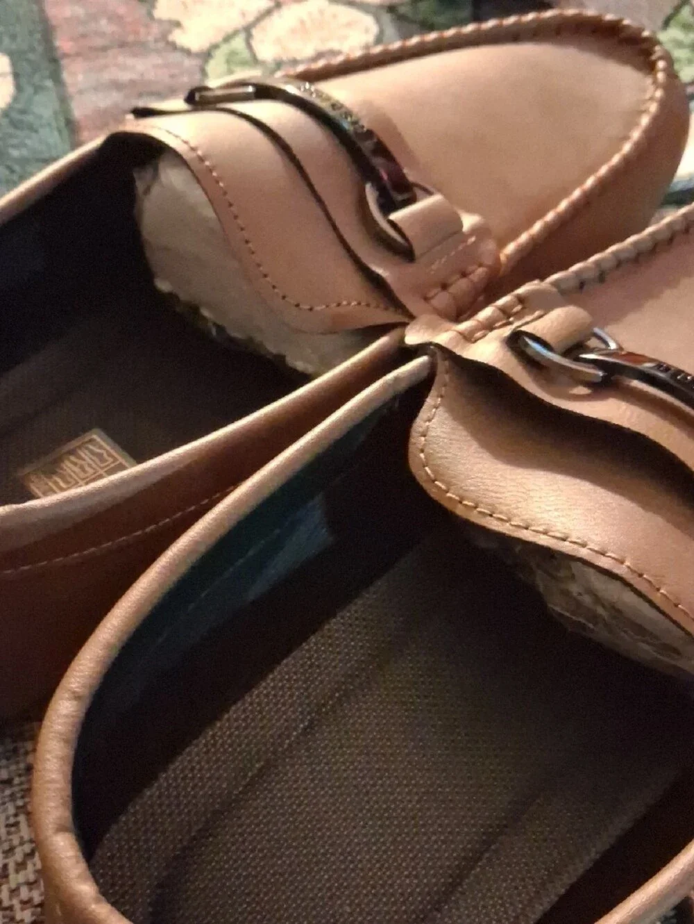 Men's Tan Slip-On Loafers with Metal Accent